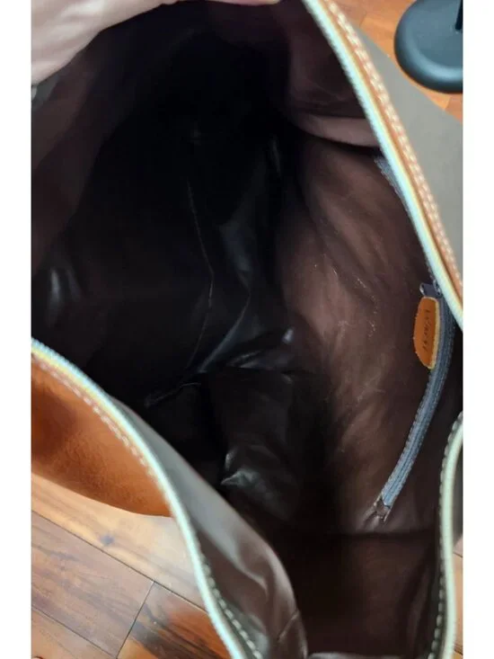 Isanti Italy Leather Backpack Brown Black Large Slouchy Minimalist Made In Italy - Picture 10 of 11